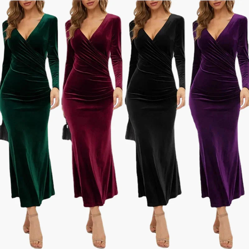 Elegantes Damen Langarm Abendkleid, figurbetont, ideal für festliche Anlässe & Partys. Stilvoll & glamourös.