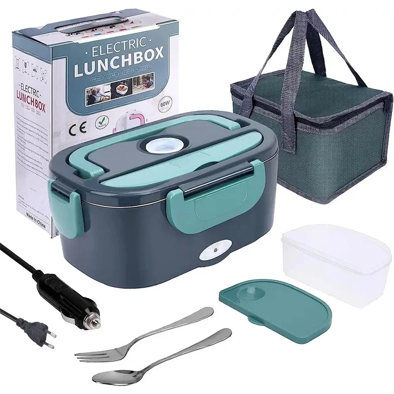Elektrische 1,5L Lunchbox HeatBox für warme Mahlzeiten unterwegs, auslaufsicher & tragbar für Büro, Auto, LKW.