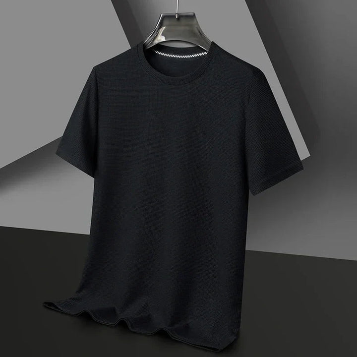 Bequemes Herren T-Shirt, Rundhals, Kurzarm, mit atmungsaktivem Netzdesign. Ideal für Sommer.