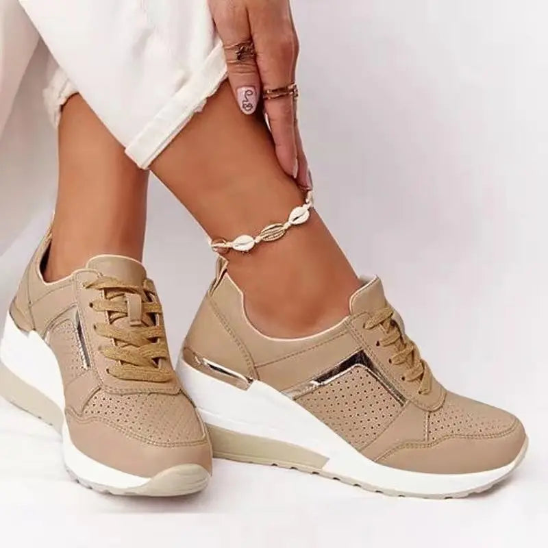 Damen Mode Wedge Schuhe: stylische Freizeit- & Alltagsschuhe mit erhöhter Sohle für Komfort und Eleganz.