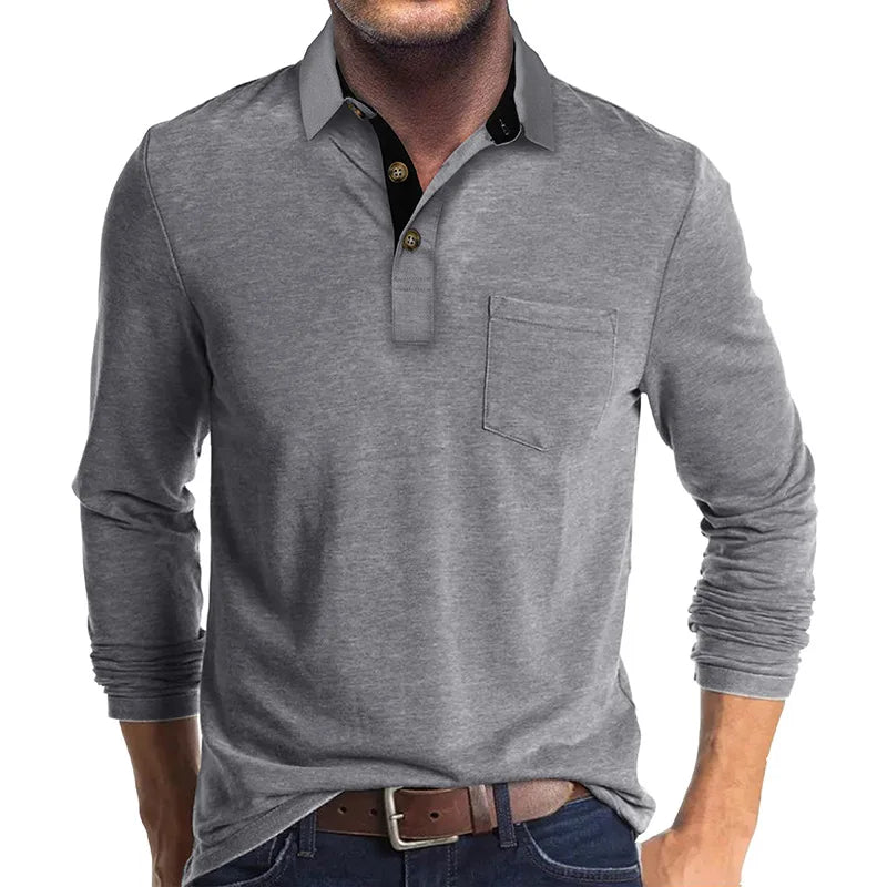 Hochwertiges Herrenshirt, Langarm, Slim Fit, mit Knopfleiste. Komfortabel und stilvoll.
