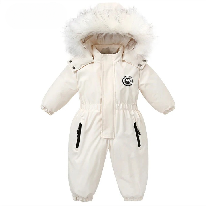 Stylischer Baby-Winteroverall mit Kapuze, warm, wasserdicht & winddicht für Kinder & Kleinkinder.