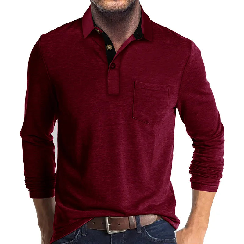 Schlank geschnittenes Herren-Langarmshirt, Knopfleiste, hoher Tragekomfort, für Büro & Freizeit.