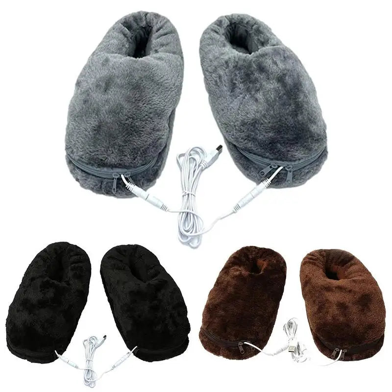 Detailaufnahme der weichen, beheizten USB-Hausschuhe für den Winter. Kuschelige Wärme garantiert.