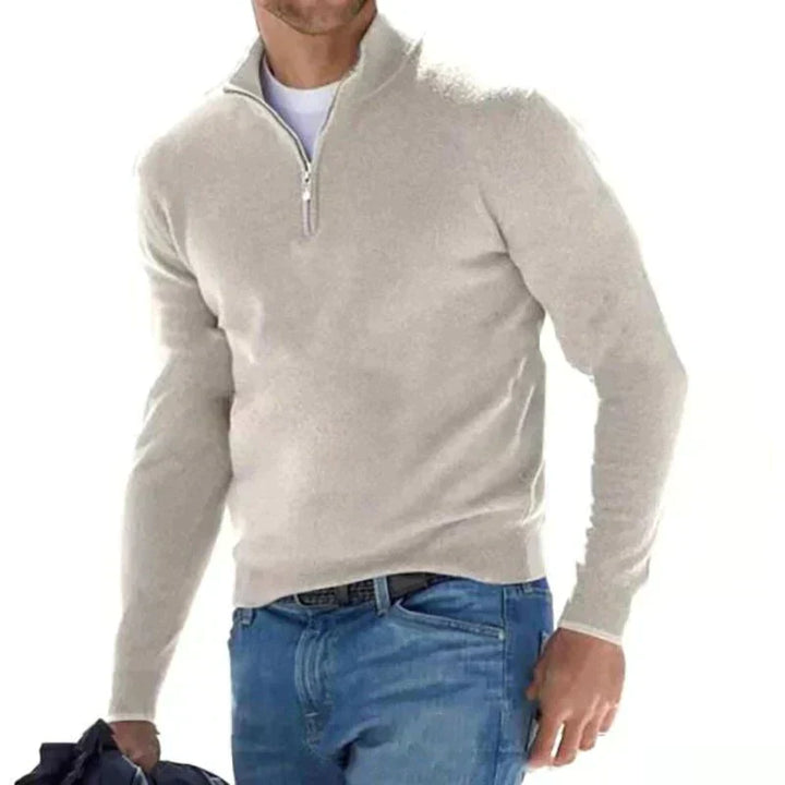 Vielseitiger Herren Polo-Strickpullover mit Reißverschluss. Perfekt für Freizeit und entspannte Business-Looks.