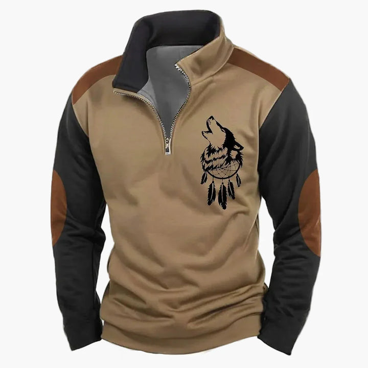 Vielseitiger Herren Half-Zip Pullover mit Hirschmotiv. Ideal für Jagd, Freizeit & Alltag.
