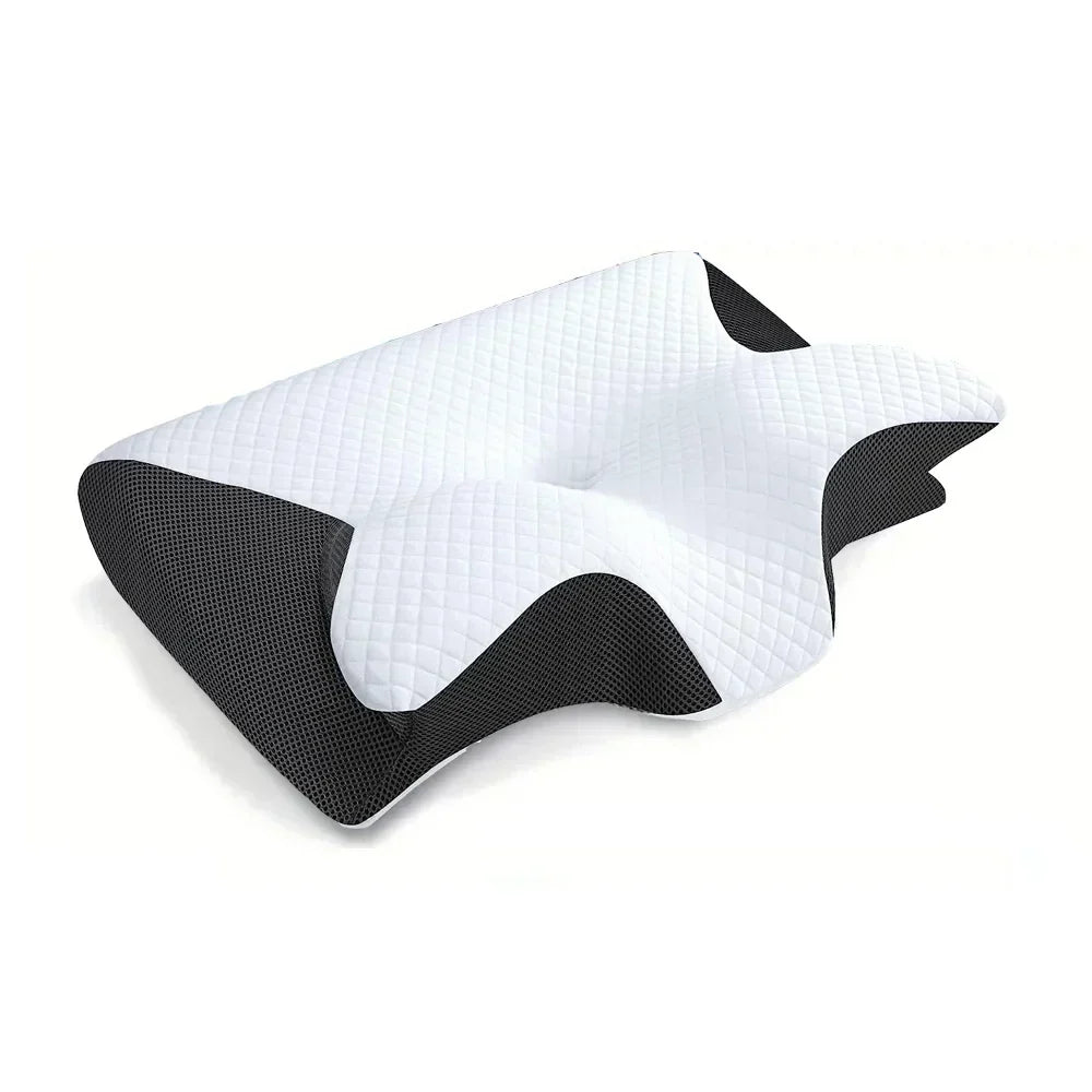 Ergonomisches 2-in-1 Nackenkissen aus Memoryschaum für optimalen Schlafkomfort und orthopädische Unterstützung.