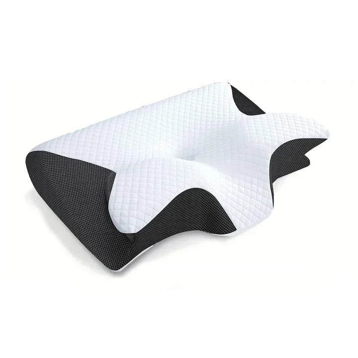 Ergonomisches 2-in-1 Nackenkissen aus Memoryschaum für optimalen Schlafkomfort und orthopädische Unterstützung.