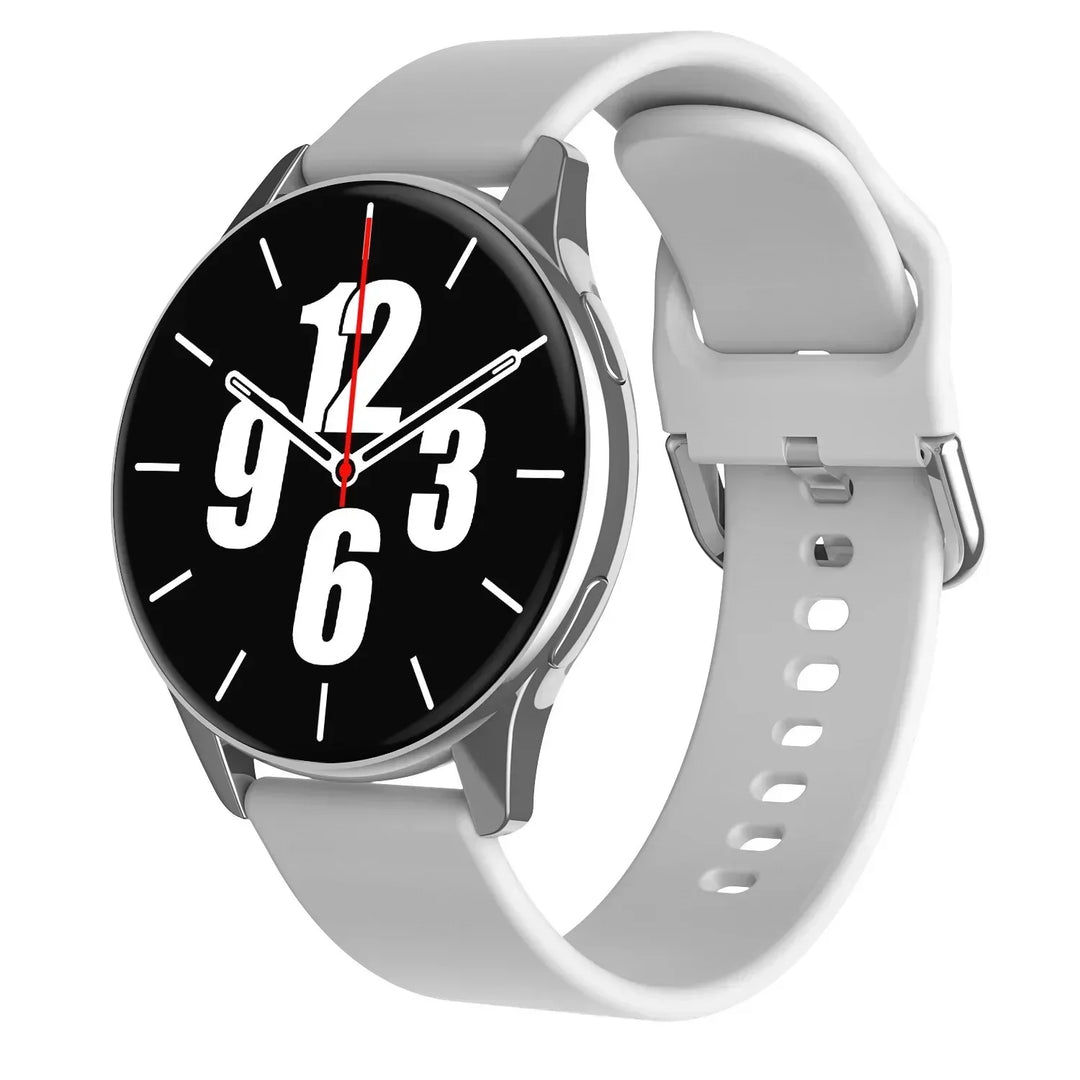 Detailansicht der Damen Smartwatch: klares Display mit Herzfrequenzanzeige und Benachrichtigungen. Benutzerfreundliche Oberfläche.