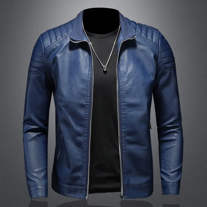 Robuste schwarze Herren Slim Fit Jacke mit Reißverschluss, klassische Übergangsjacke.