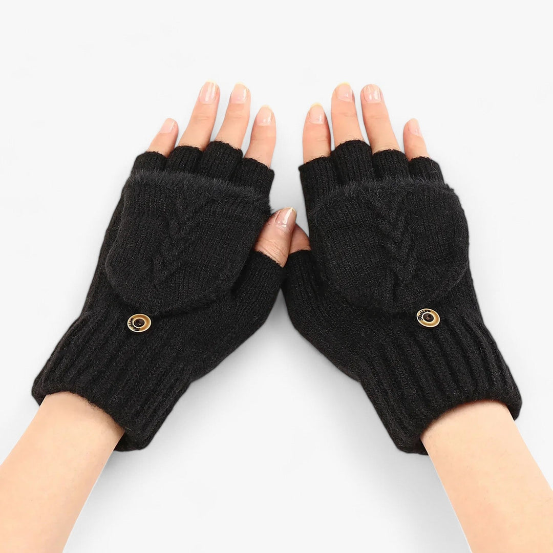 Modische dunkelrosa Strickhandschuhe für Damen, Accessoire mit Fingerzugang, ideal für Herbst & Winter.