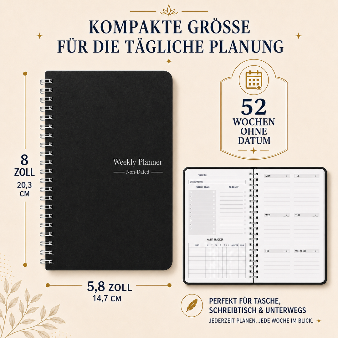 Blauer Spiralplaner für Zeitmanagement, Ziele und tägliche Produktivität.