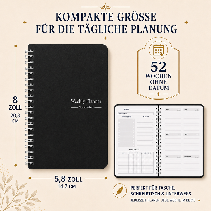 Blauer Spiralplaner für Zeitmanagement, Ziele und tägliche Produktivität.