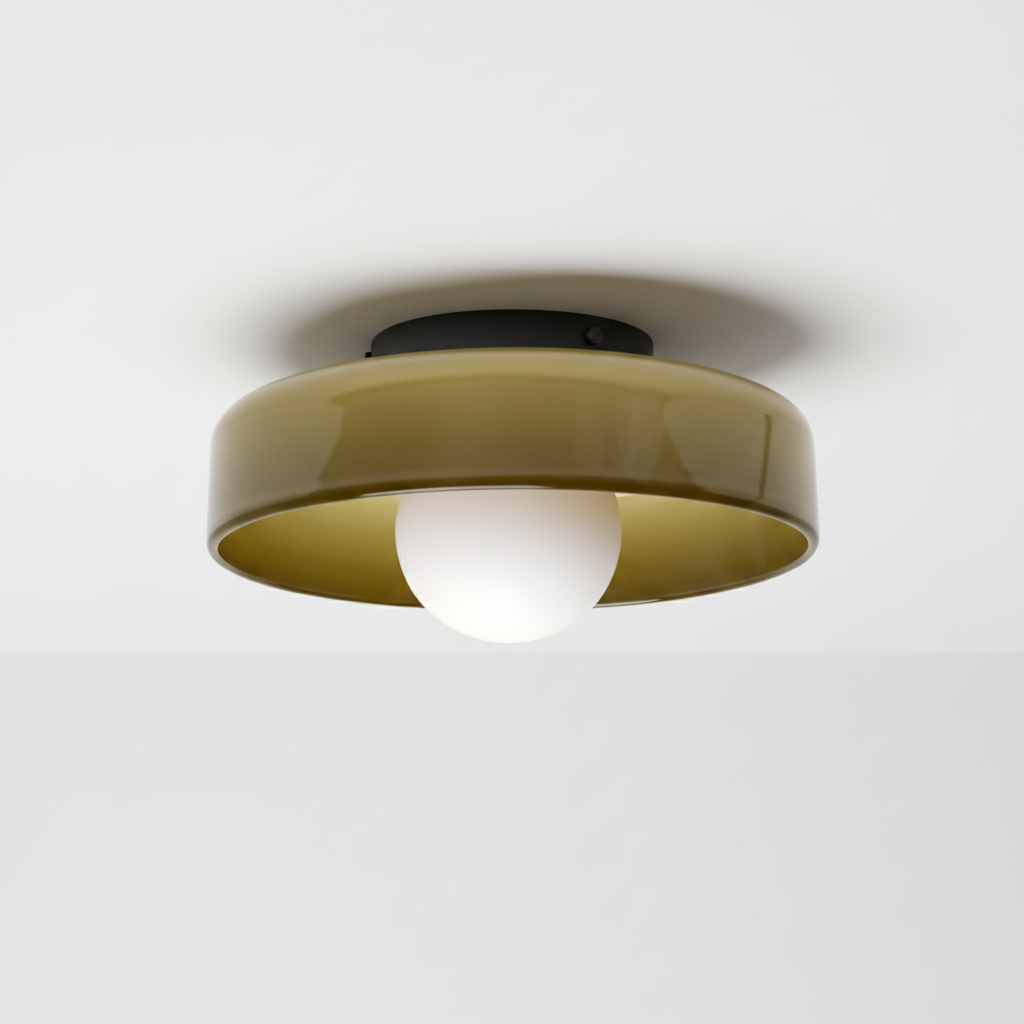 Runde LED-Deckenleuchte im modernen Design, ideal als stilvolle Innenbeleuchtung mit warmem Licht.