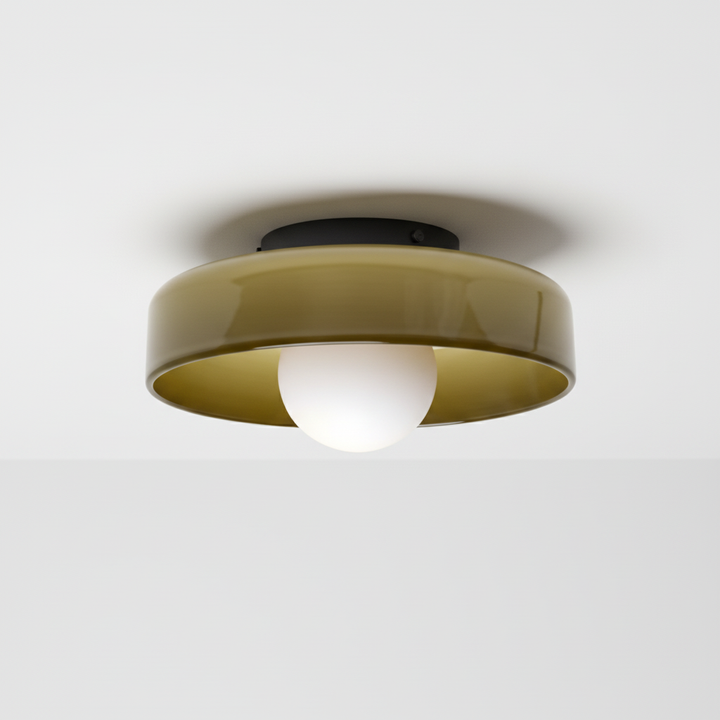 Runde LED-Deckenleuchte im modernen Design, ideal als stilvolle Innenbeleuchtung mit warmem Licht.