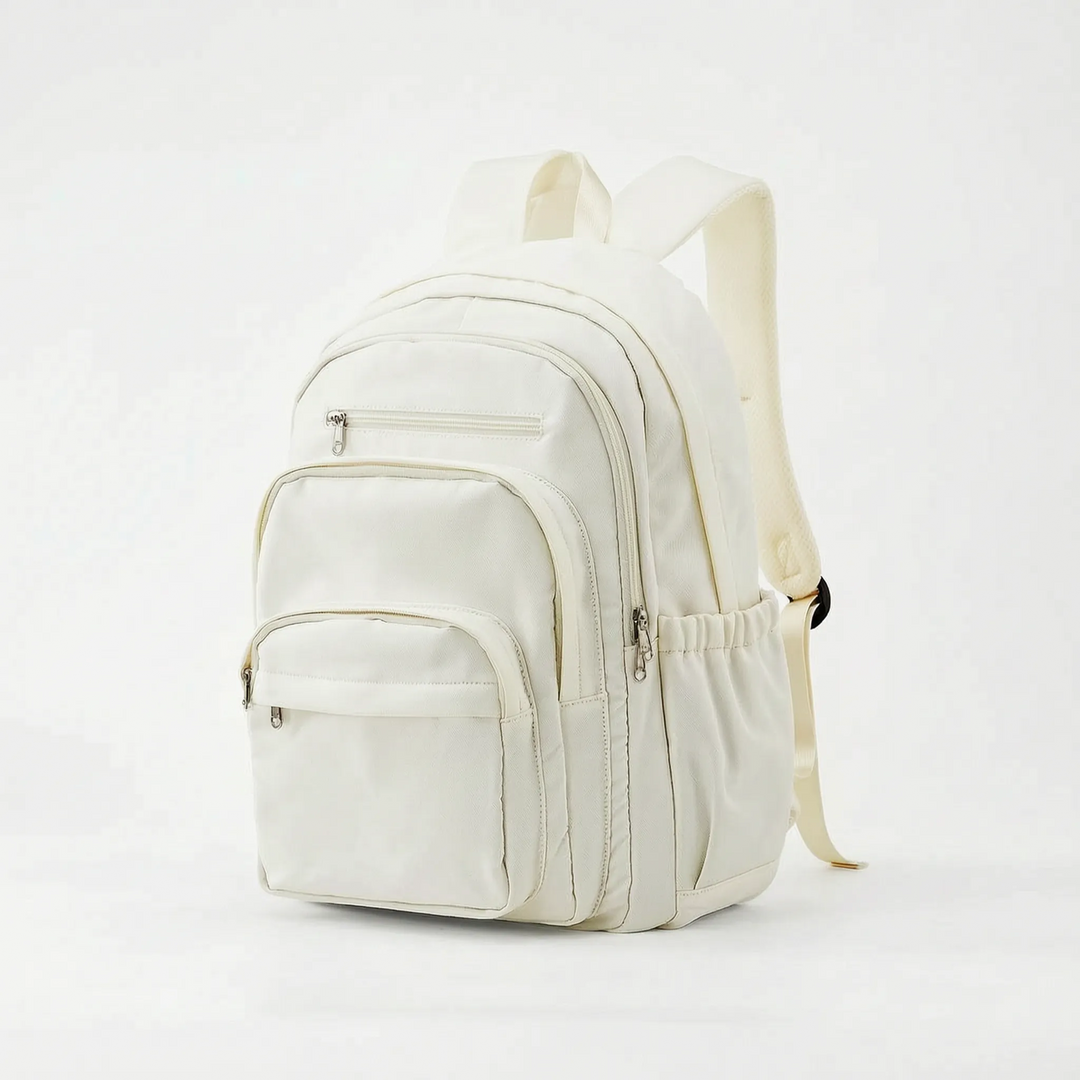 Detailansicht: Hochwertiger Unisex Schulrucksack mit robusten Reißverschlüssen. Langlebige Schultasche für Jugendliche.