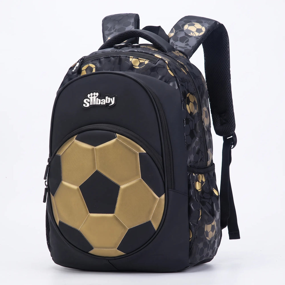 Ergonomischer Schulranzen für Kinder mit sportlichem Fußball-Design; komfortabler Rucksack für die Grundschule.