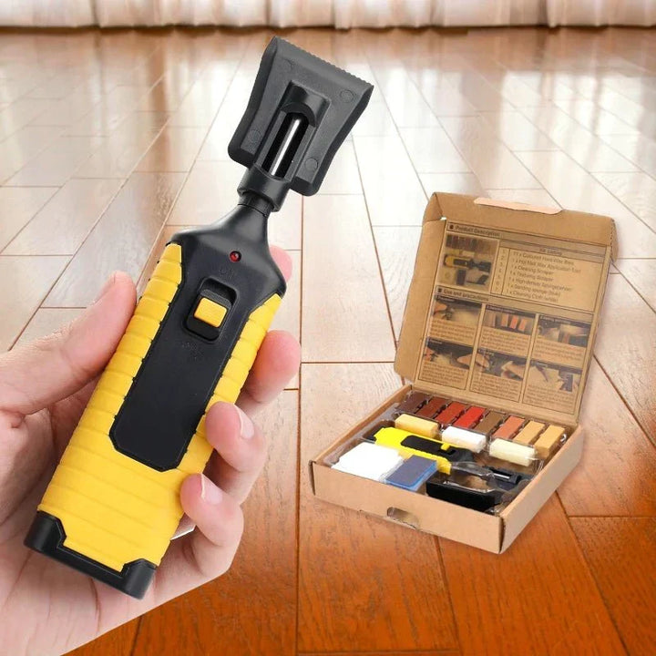 Universal Bodenreparaturset zum Entfernen von Kratzern & Dellen auf Holz, Laminat & Fliesenoberflächen.