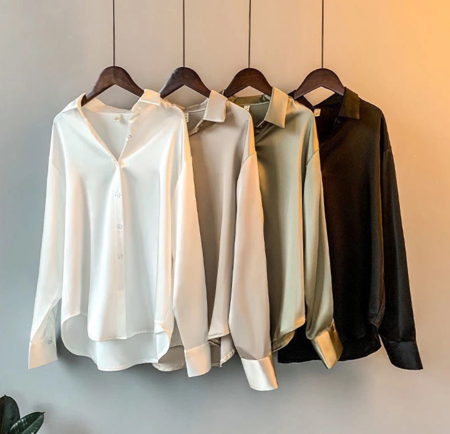 Klassische Langarm-Damenbluse mit Knopfleiste, stilvolle Mode für jeden Anlass.