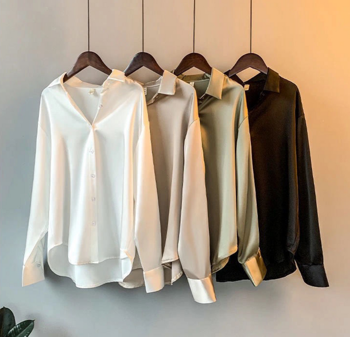Klassische Langarm-Damenbluse mit Knopfleiste, stilvolle Mode für jeden Anlass.