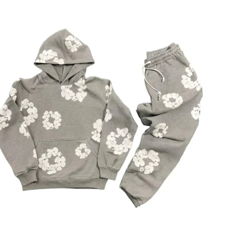 Moderner Unisex Jogginganzug mit elegantem Blumenprint. Vielseitig für Alltag & Sport, komfortable Passform.