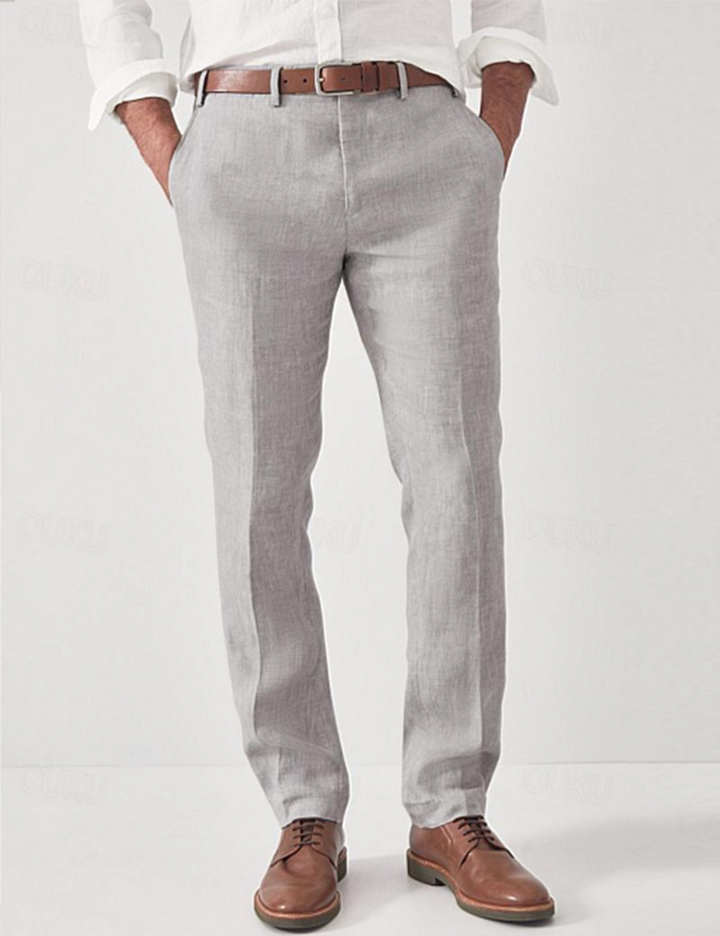 Moderne Leinen-Herrenhose Elias, atmungsaktiv & elegant, Slim Fit für Strand, Urlaub und Casual-Looks.