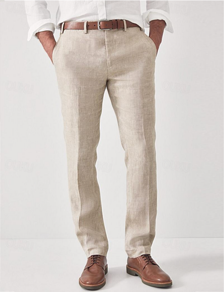 Bequeme Herren Freizeithose aus Leinen, Elias Slim Fit, ideal für Sommerurlaub und stilvollen Alltag.