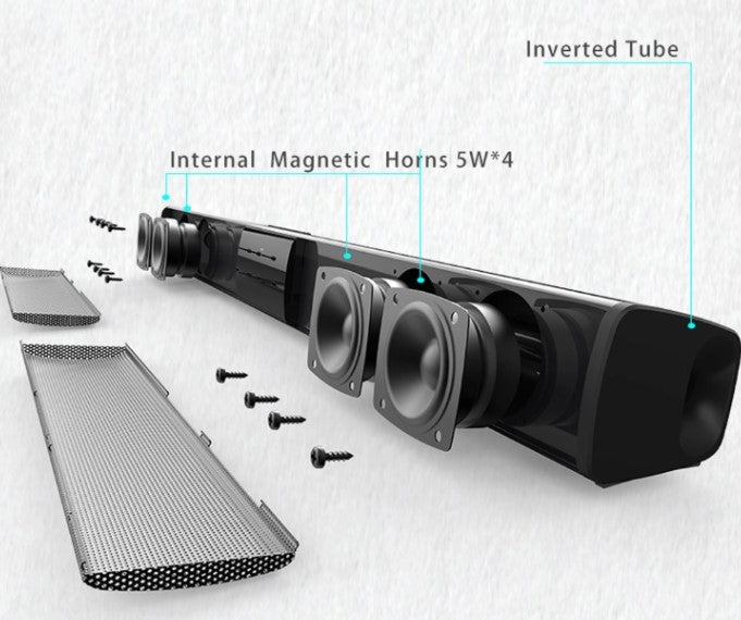 CineWave kabellose Bluetooth Soundbar, Stereo-Lautsprechersystem für TV & Heimkino. Inklusive FM-Radio und USB.