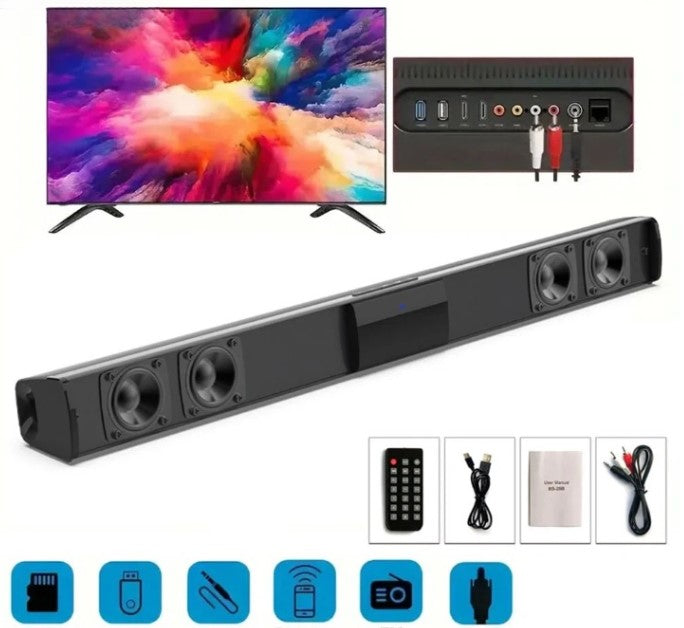 CineWave kabellose Bluetooth Soundbar. Stereo-Lautsprecher für TV & Heimkino mit FM-Radio und USB.