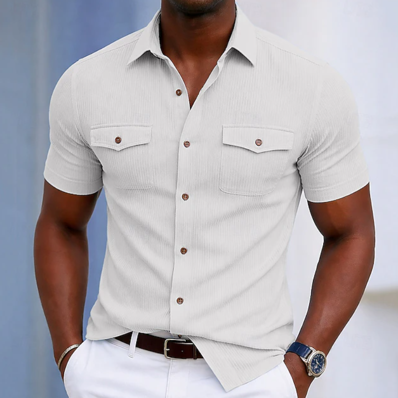 Modernes Herren Langarm Ripp-Shirt Slim Fit für elegante Smart-Casual Looks und Freizeit.