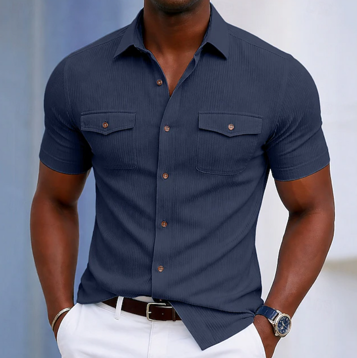 Stylisches Herren Ripp-Shirt Slim Fit, Langarm, als Freizeithemd für Smart-Casual Mode geeignet.