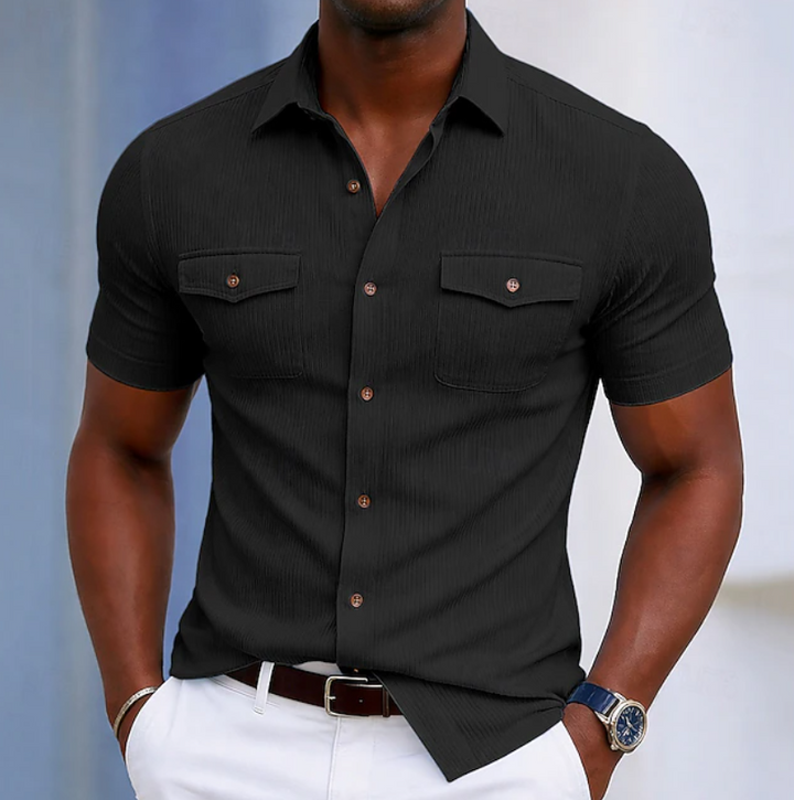 Bequemes Herren Langarm Ripp-Shirt Slim Fit, vielseitig kombinierbar für moderne Herrengarderobe.