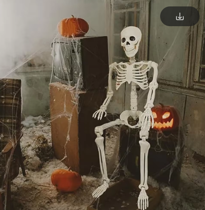 Detaillierte animierte Skelettfigur (40cm, weiß), beweglich, perfekte Halloween Deko für Haus & Garten.