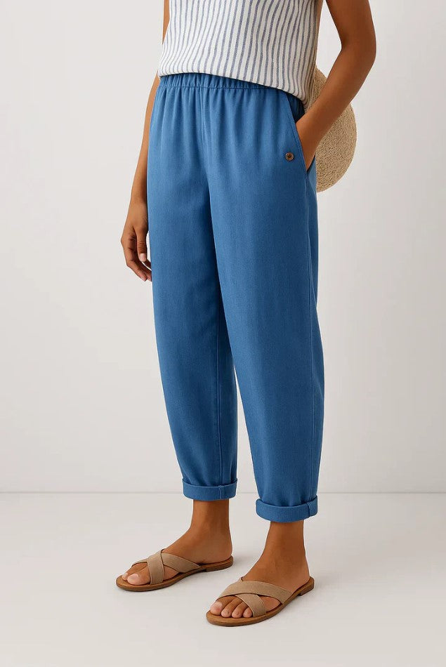 Vielseitige Damen Sommerhose mit flexiblem Gummibund & bequemer Passform, auch für Plus Size geeignet.