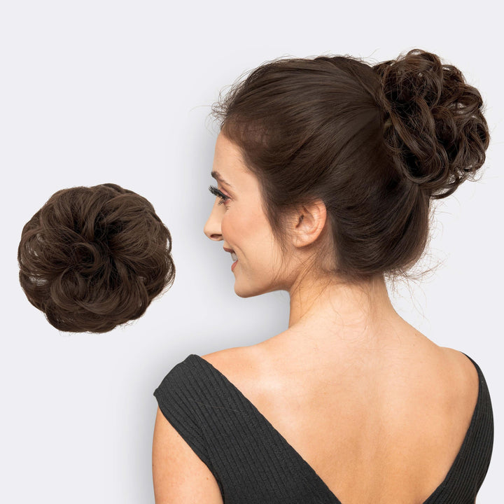 BunPop Kunsthaar Scrunchie für voluminöse Damen-Stylings, einfach und schnell.