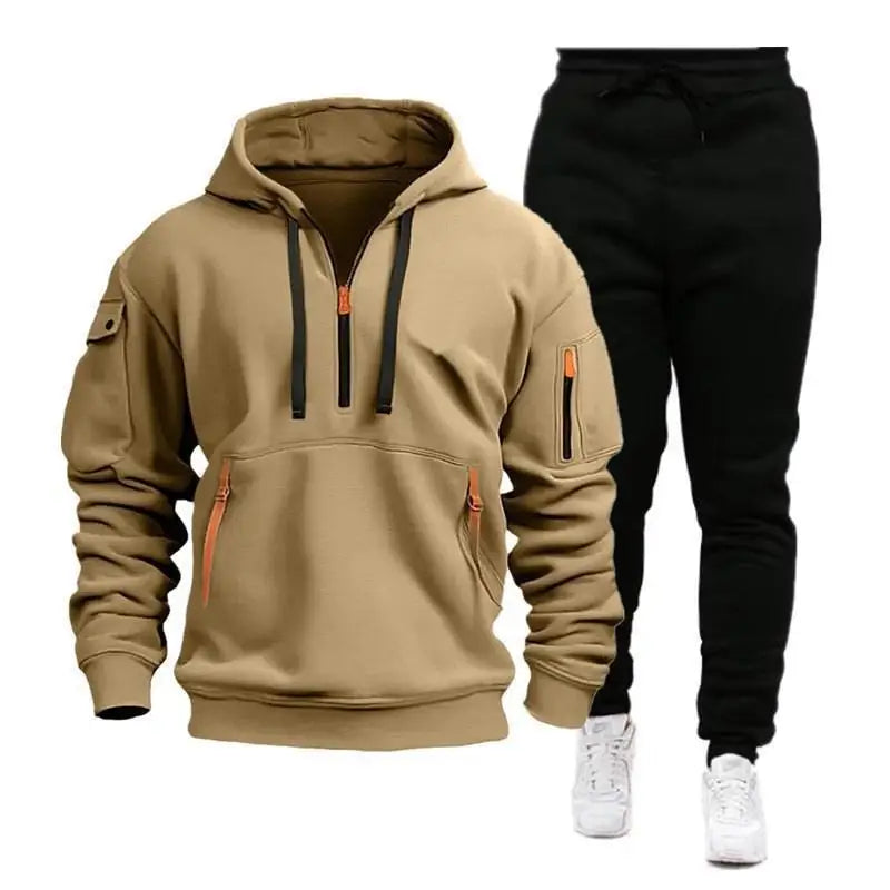 Stylisches Herren Hoodie-Set für entspannte Tage, sportlich-lässig mit Kapuzenpullover & Trainingshose.