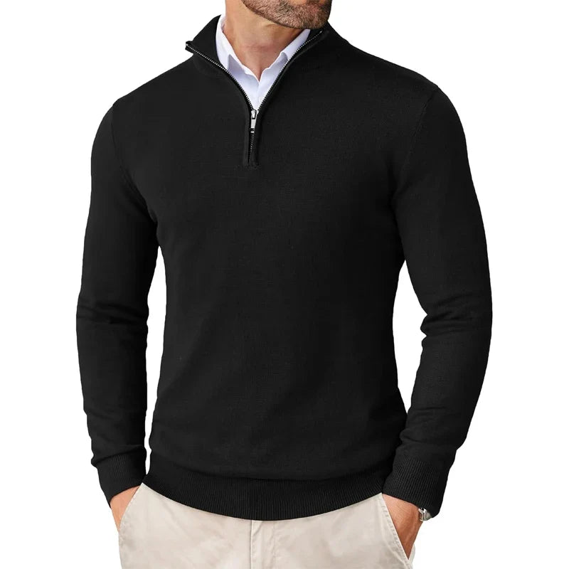 Komfortabler Herren Langarm Quarter Zip Pullover, leichtgewichtig, perfekt für Alltag & Übergangszeit.