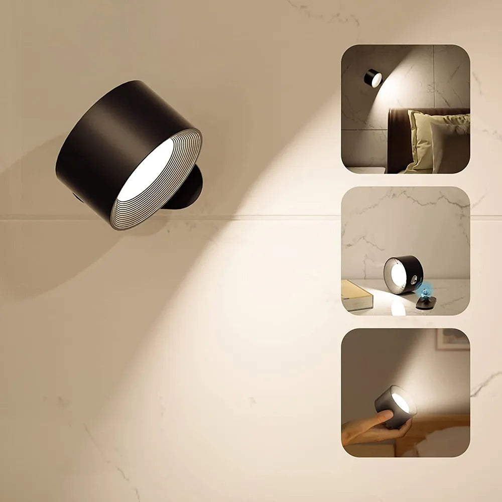 Kabellose LED-Leselampe, dimmbar, mit schwenkbarem Kopf für optimales Licht.