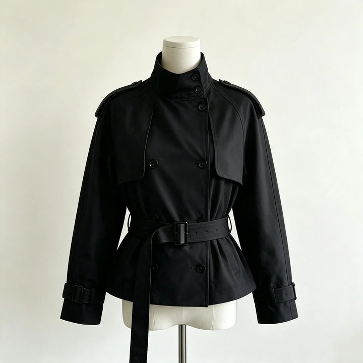 Klassische Damen Doppelreihige Jacke mit Taillengürtel, perfekt für Büro & stilvolle Freizeit. Modische Oberbekleidung.