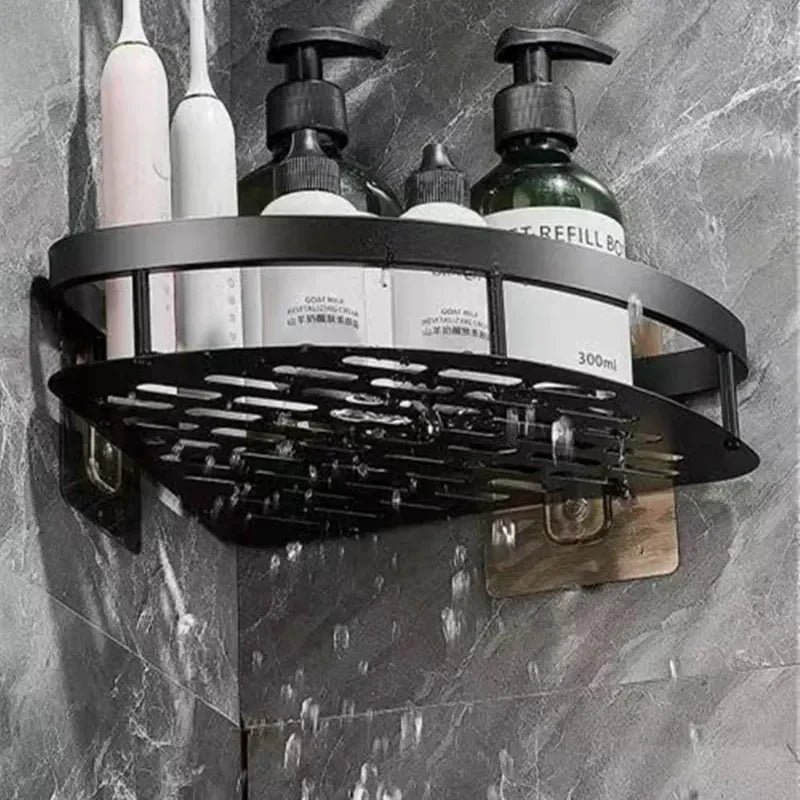 Vielseitiges Aluminium Eckregal, bohrfrei, für Badezimmer und Dusche. Optimale Ablagefläche für Ihre Badaccessoires.