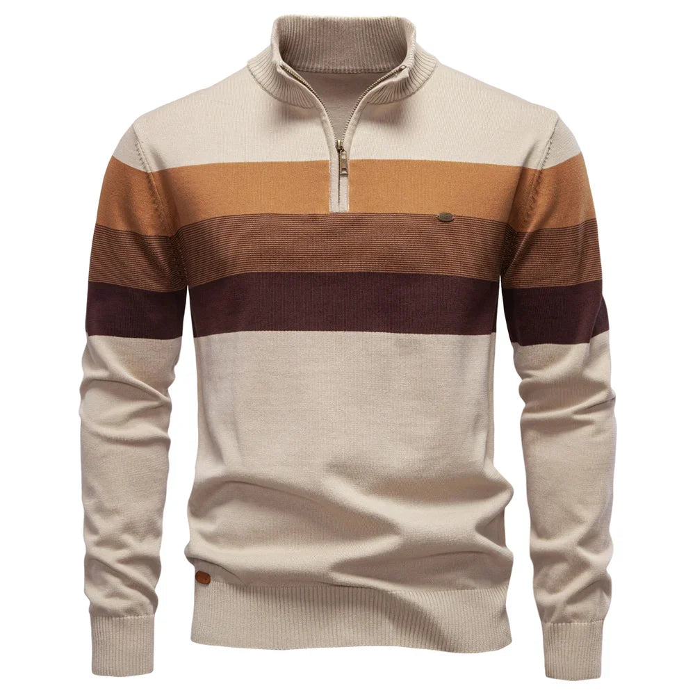 Stylischer Herren Freizeitpullover, Langarm, in Herbstmode mit praktischem Reißverschluss.