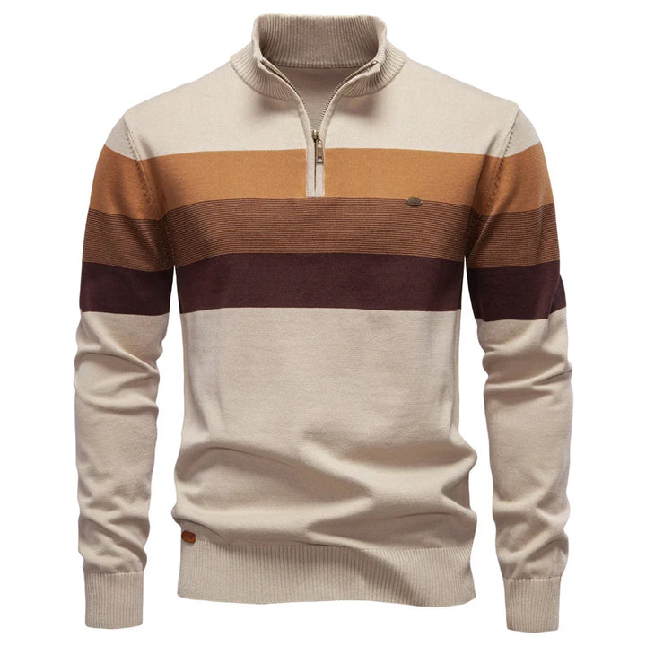 Stylischer Herren Freizeitpullover, Langarm, in Herbstmode mit praktischem Reißverschluss.