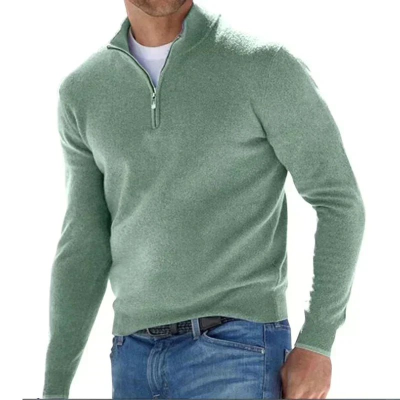 Klassischer Herren Half-Zip Pullover in Feinstrick. Zeitlos und elegant, ideal für den täglichen Gebrauch.