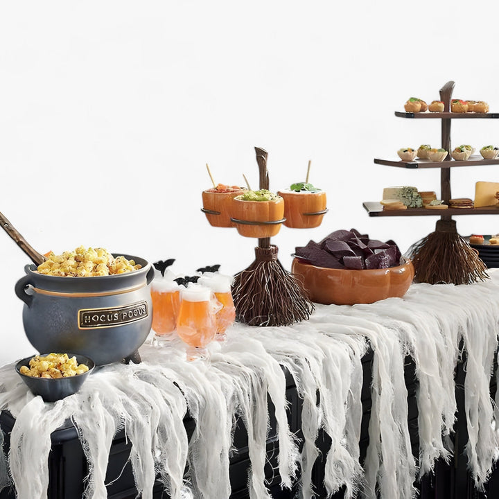 Große Halloween Kessel-Dekoschale für Snacks & Partyzubehör. Schaurig-schöne Tischdekoration für jede Themenparty.