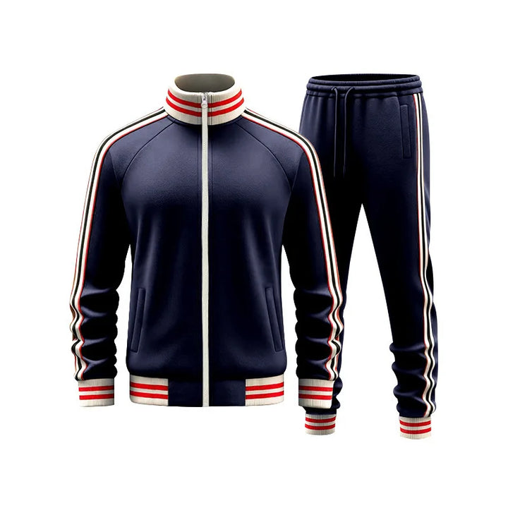 Herren Freizeit Sportbekleidungsset: Stilvoller zweiteiliger Trainingsanzug mit Stehkragen & bequemem Gewebe.
