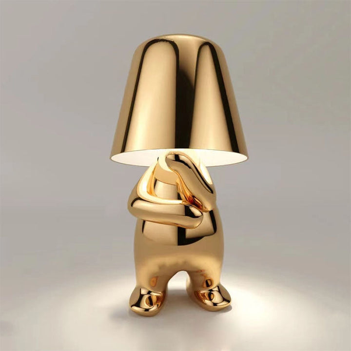 Unisex Tischlampe, elegante LED-Leuchte aus Gold-Silber Metall und Glas für jedes Zuhause.