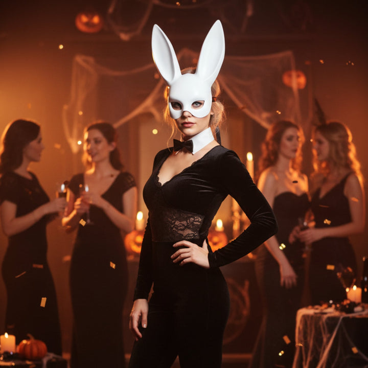 Verstellbare Kaninchenmaske für Erwachsene: Perfekt als Kostümzubehör für Halloween, Mottopartys & Fasching.