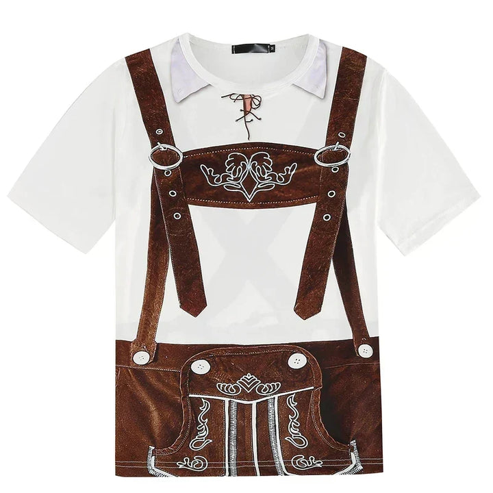 Lederhosen-Look T-Shirt für Damen & Herren als bequeme Trachten-Alternative zum Oktoberfest.