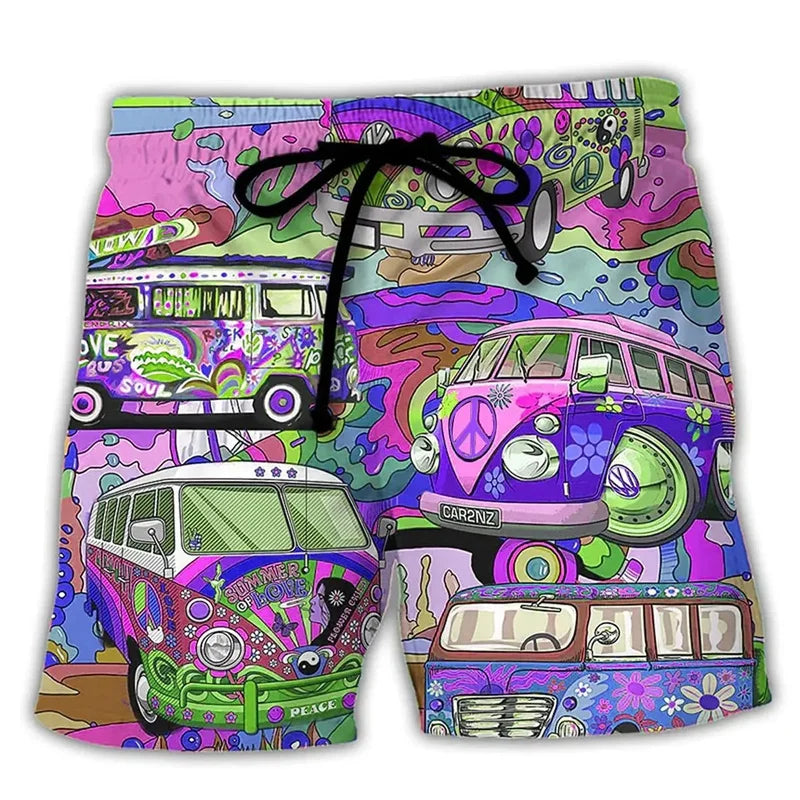 Ganze Herren Badehose mit farbenfrohem Graffiti-Muster, eine auffällige Wahl für Strand- und Pooltage.