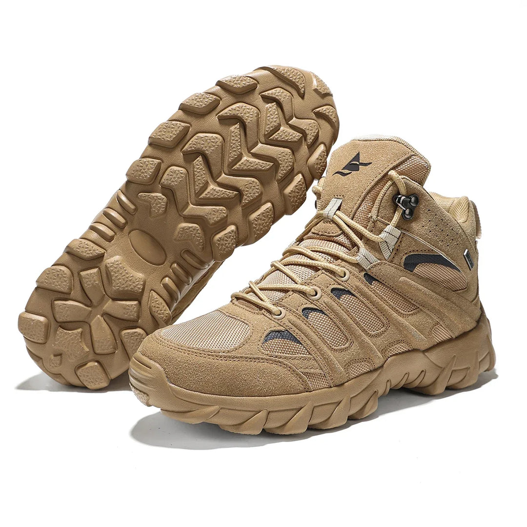 Beige Herren Outdoor Wanderschuhe, rutschfest, atmungsaktiv & stabil für Trekking & Freizeit.